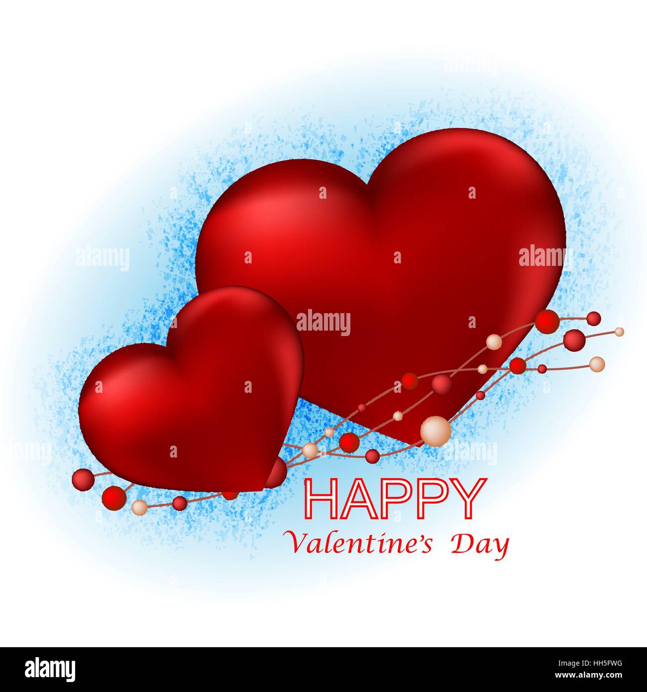 Happy Valentines Day lettering Greeting Card on red background Stock ...