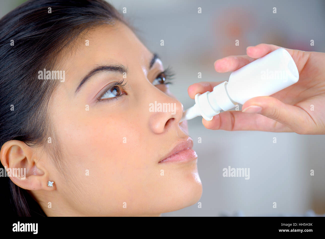 Nasal spray to help a cold Stock Photo Alamy