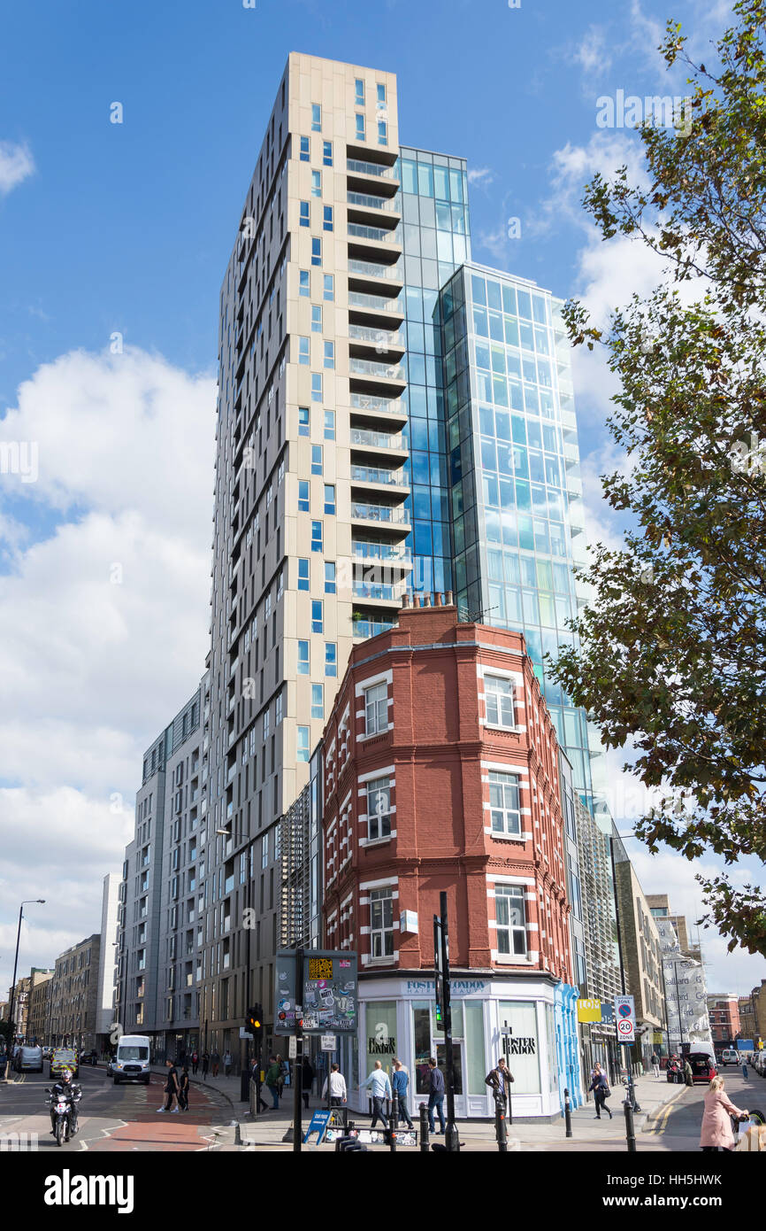 Avantgarde Tower apartment building, Sclater Street, Shoreditch, London Borough of Hackney,  London, England, United Kingdom Stock Photo