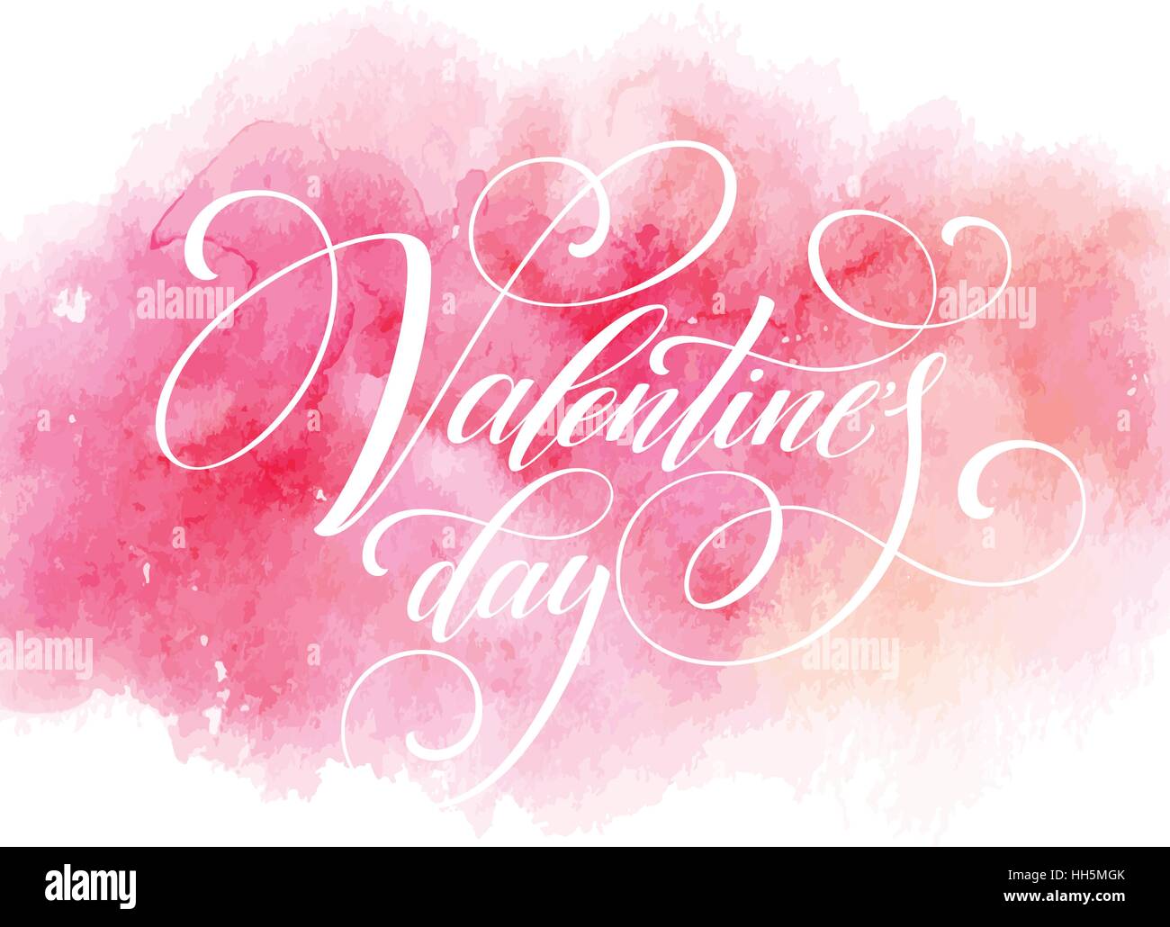 Valentines Day Card with lettering in pink watercolor background ...