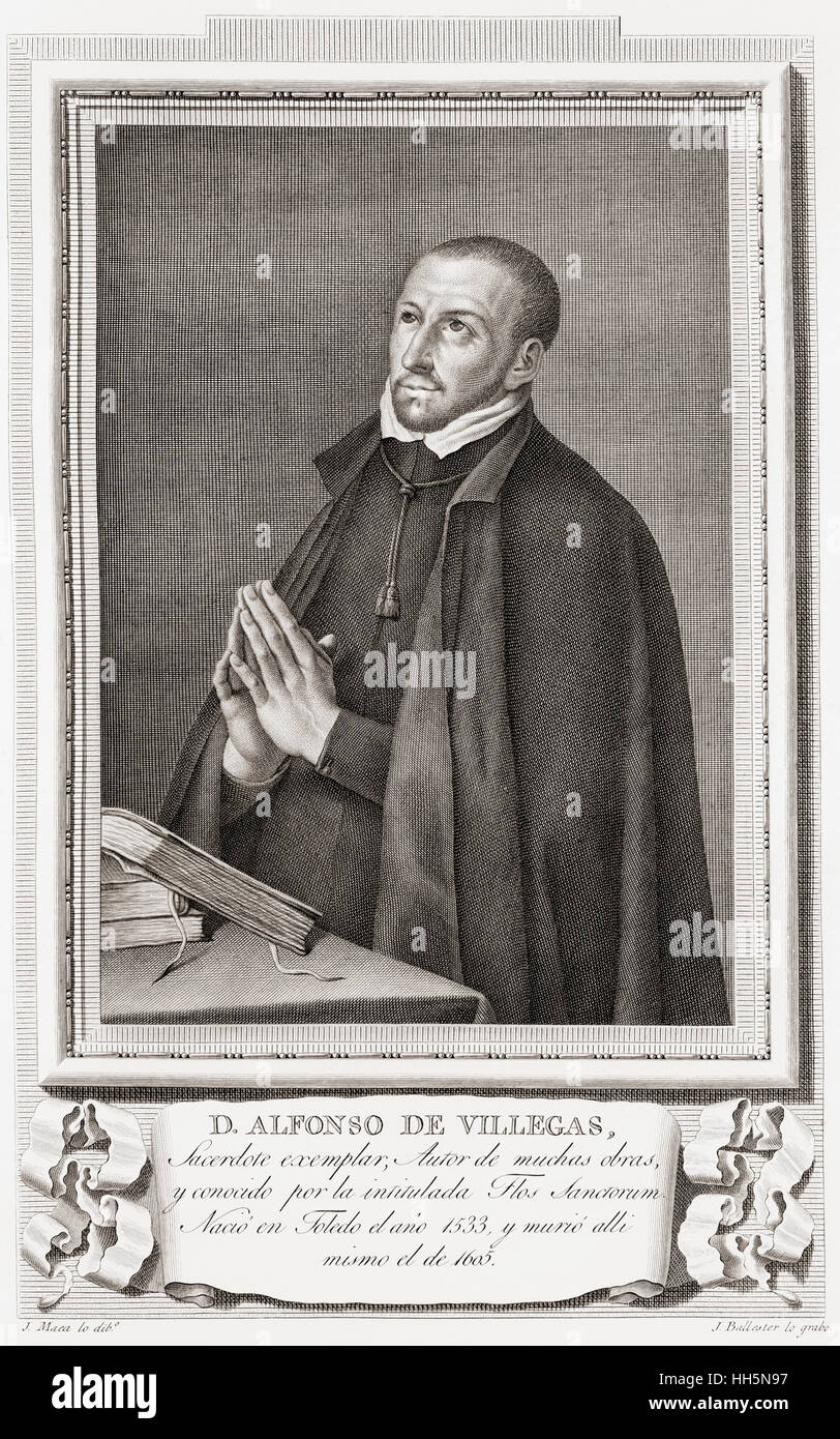 Alonso de Villegas Selvago, 1533 - 1603.  Spanish churchman and author.  After an etching in Retratos de Los Españoles Ilustres, published Madrid, 1791 Stock Photo
