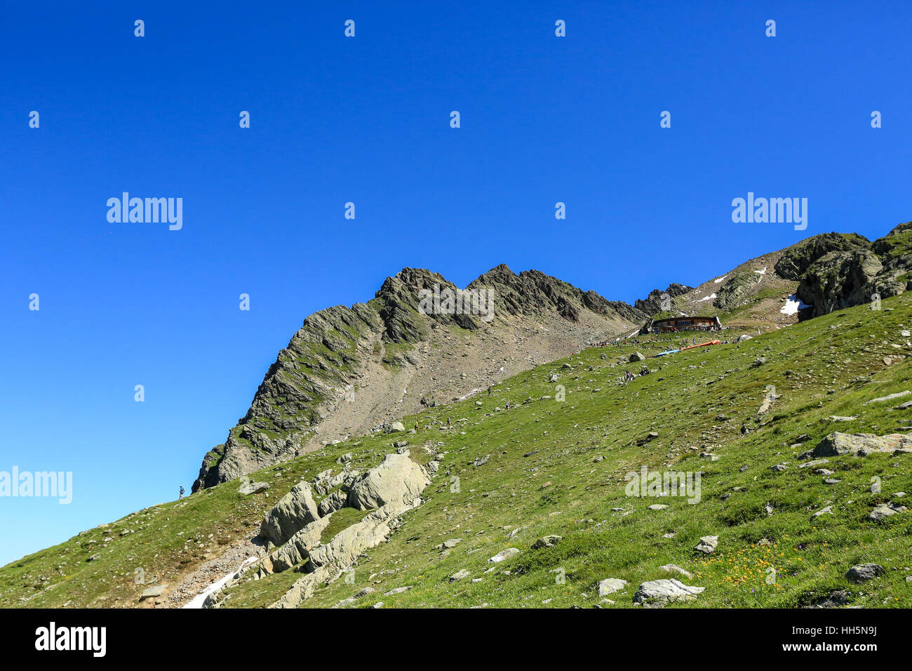 Hiking on the Massif of Mont Blanc in the French alps Stock Photo - Alamy