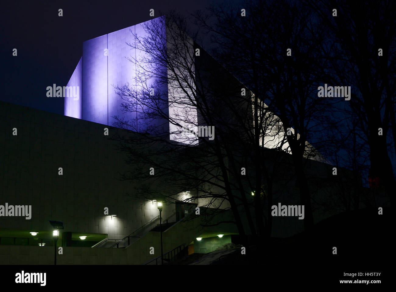 building of The Finlandia hall architect Alvar Aalto in Helsinki at night Stock Photo