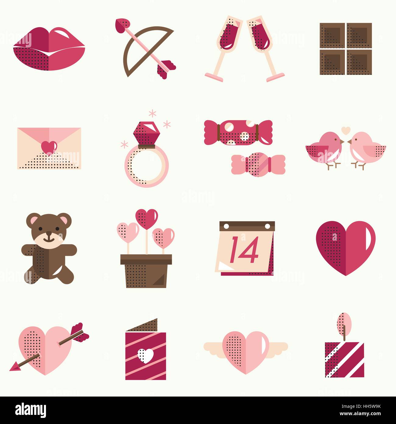 February Happy Valentine Icon Set Vector Stock Vector Image & Art - Alamy
