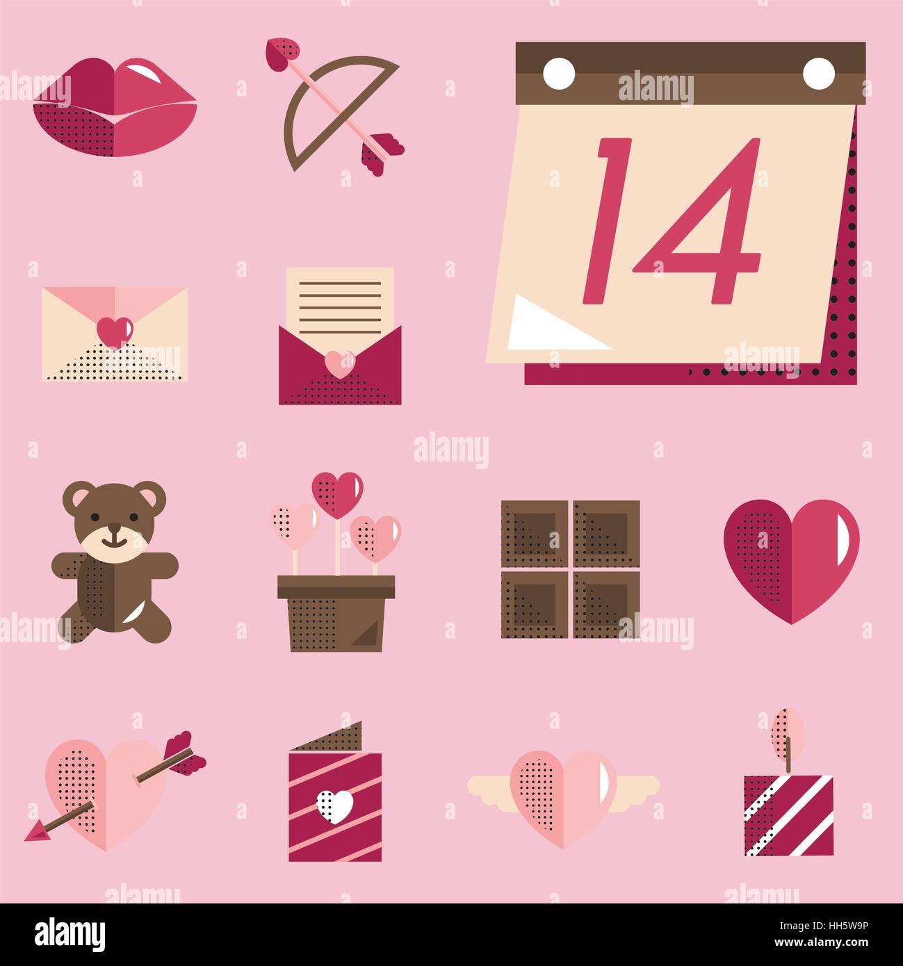 February Happy Valentine Icon Set Vector Stock Vector Image & Art - Alamy