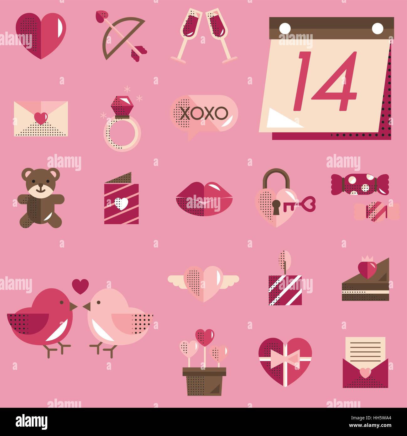 February Happy Valentine Icon Set Vector Stock Vector Image & Art - Alamy