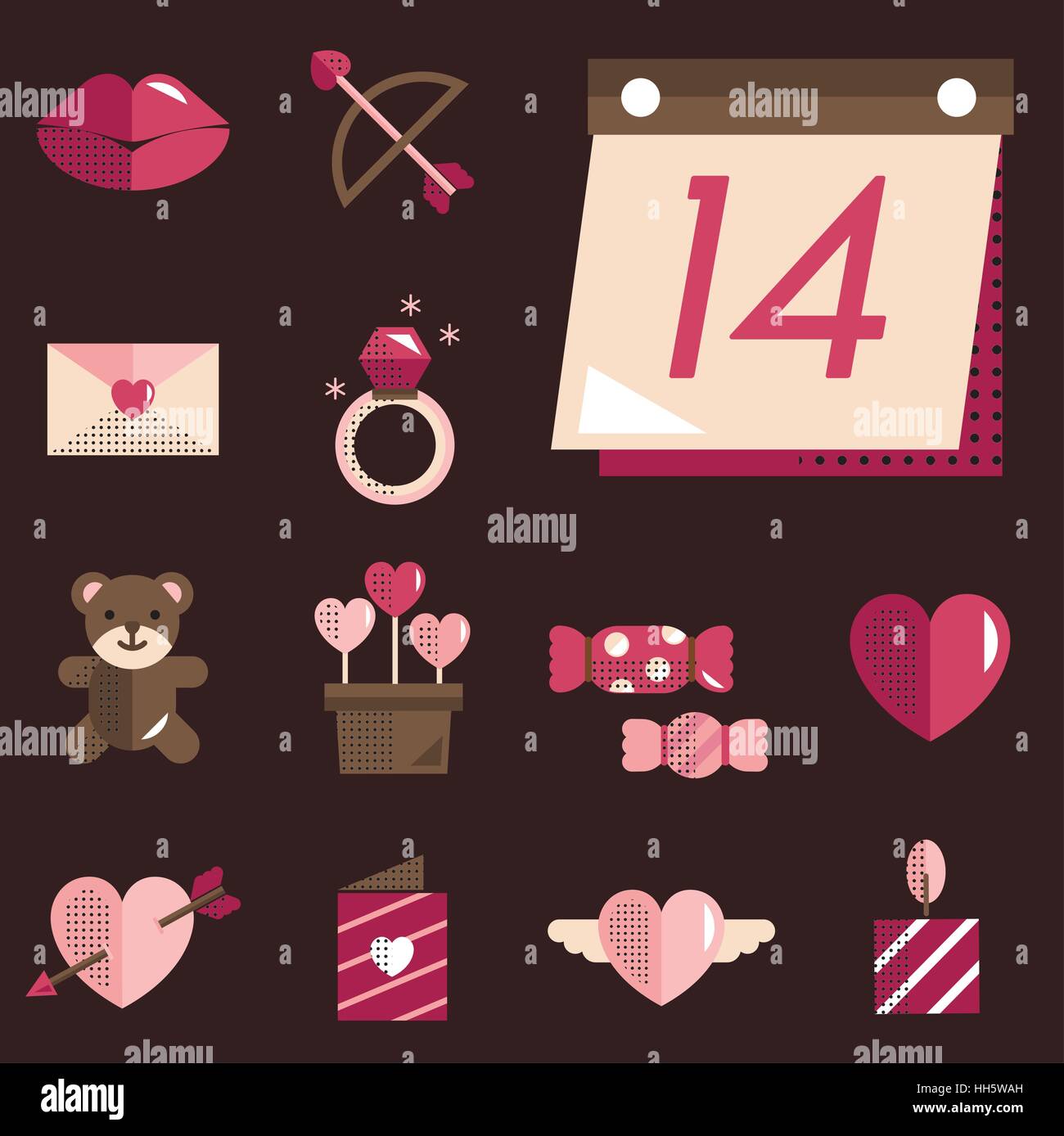 February Happy Valentine Icon Set Vector Stock Vector Image & Art - Alamy