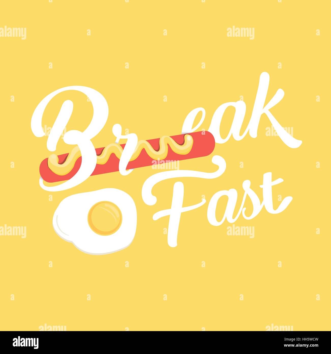 Breakfast Word Egg Icon Concept Stock Vector