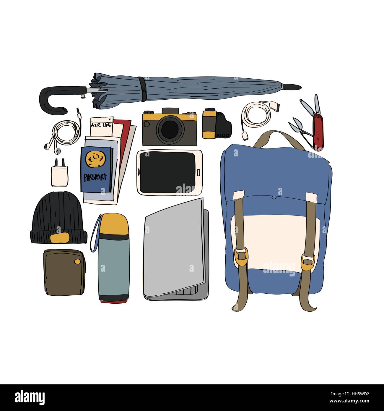 Illustration Drawing Travel Pack Collection Stock Vector Image & Art