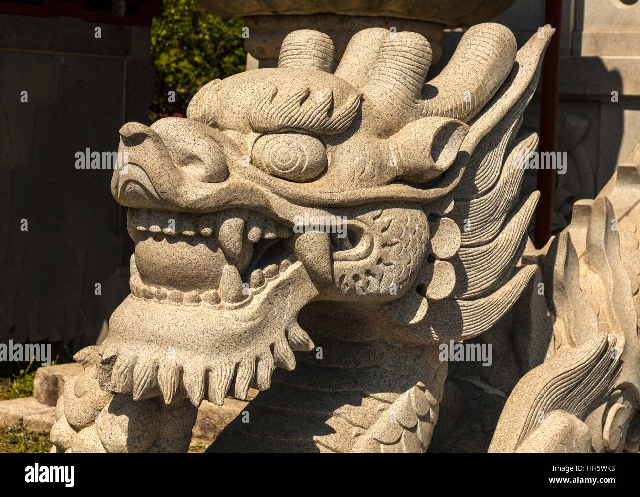 Concrete dragon on Jeju Island in South Korea Stock Photo