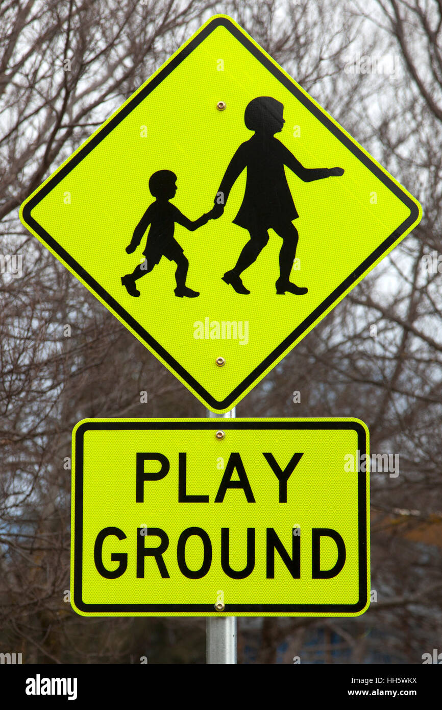 Road signs - childrens’ playground Stock Photo - Alamy