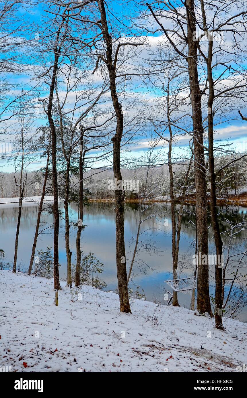 Beautiful Winter Lake Landscape Stock Photo