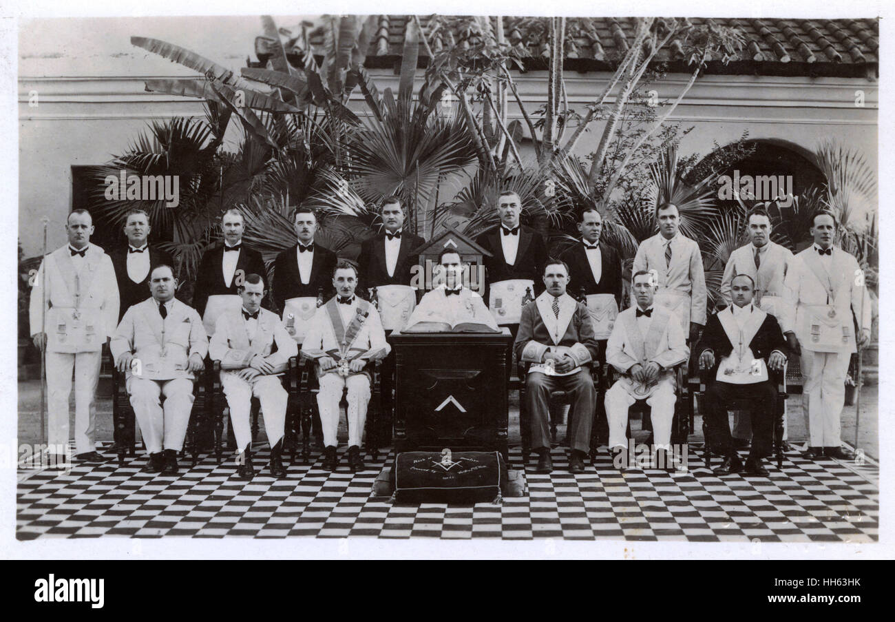 Group photo, Rock of Gwalior Masonic Lodge, Jhansi, Uttar Pradesh, India. Stock Photo