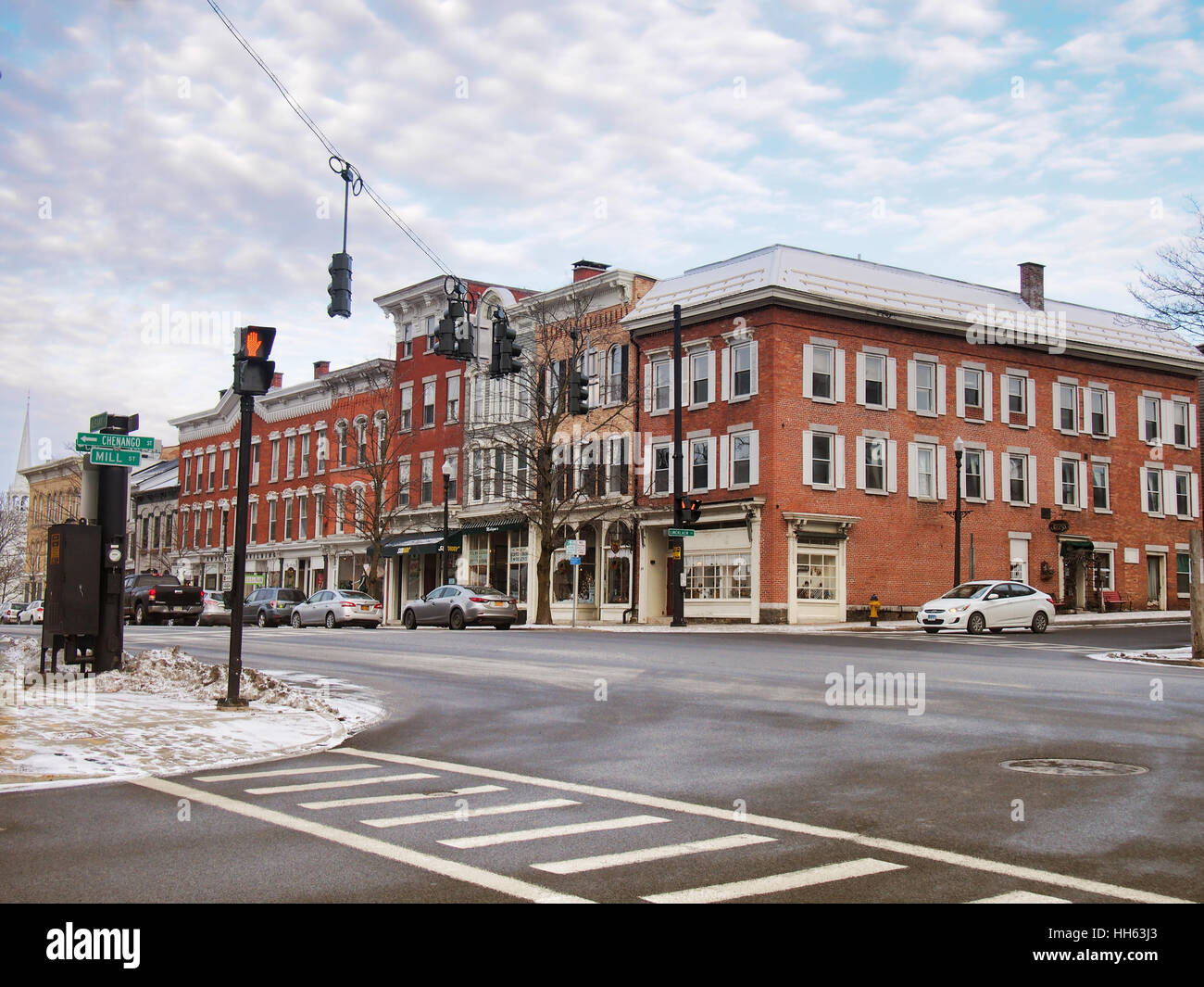 Cazenovia, New York, USA. January 14, 2017. View of downtown Cazenovia