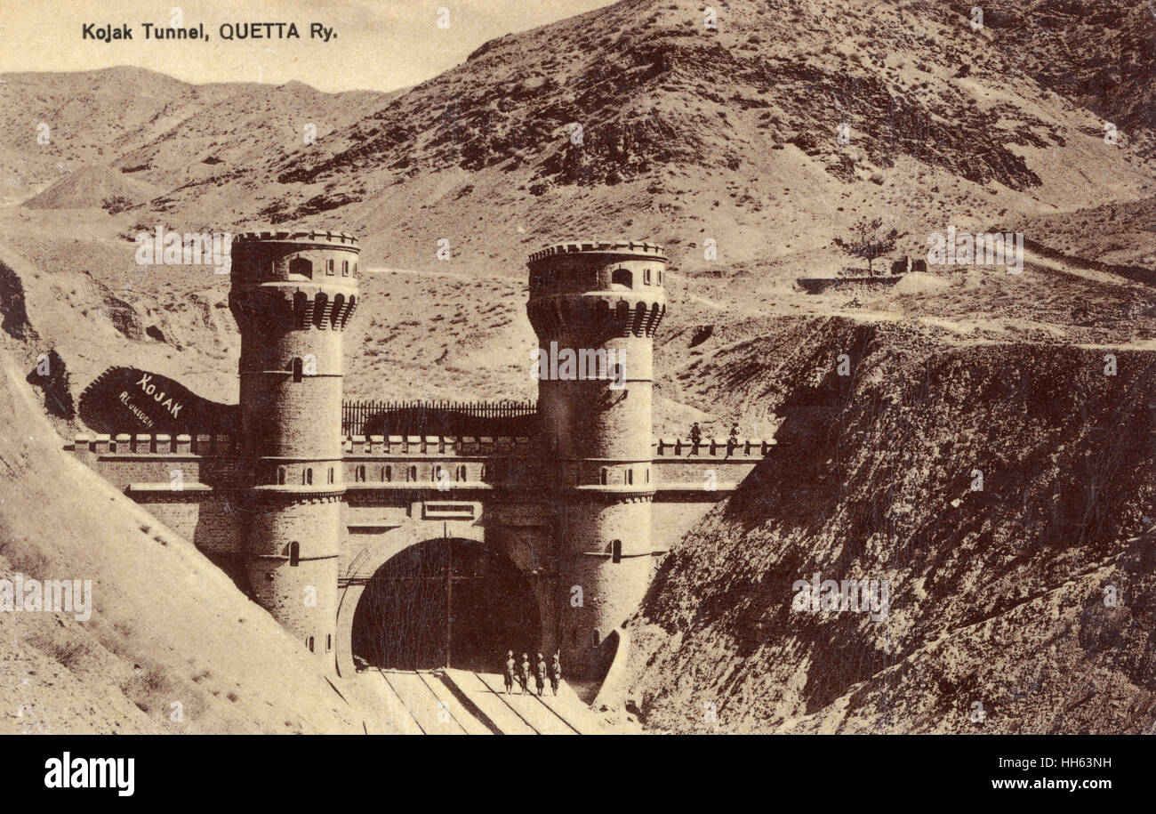 Khojak Tunnel and railway, Balochistan, British India Stock Photo