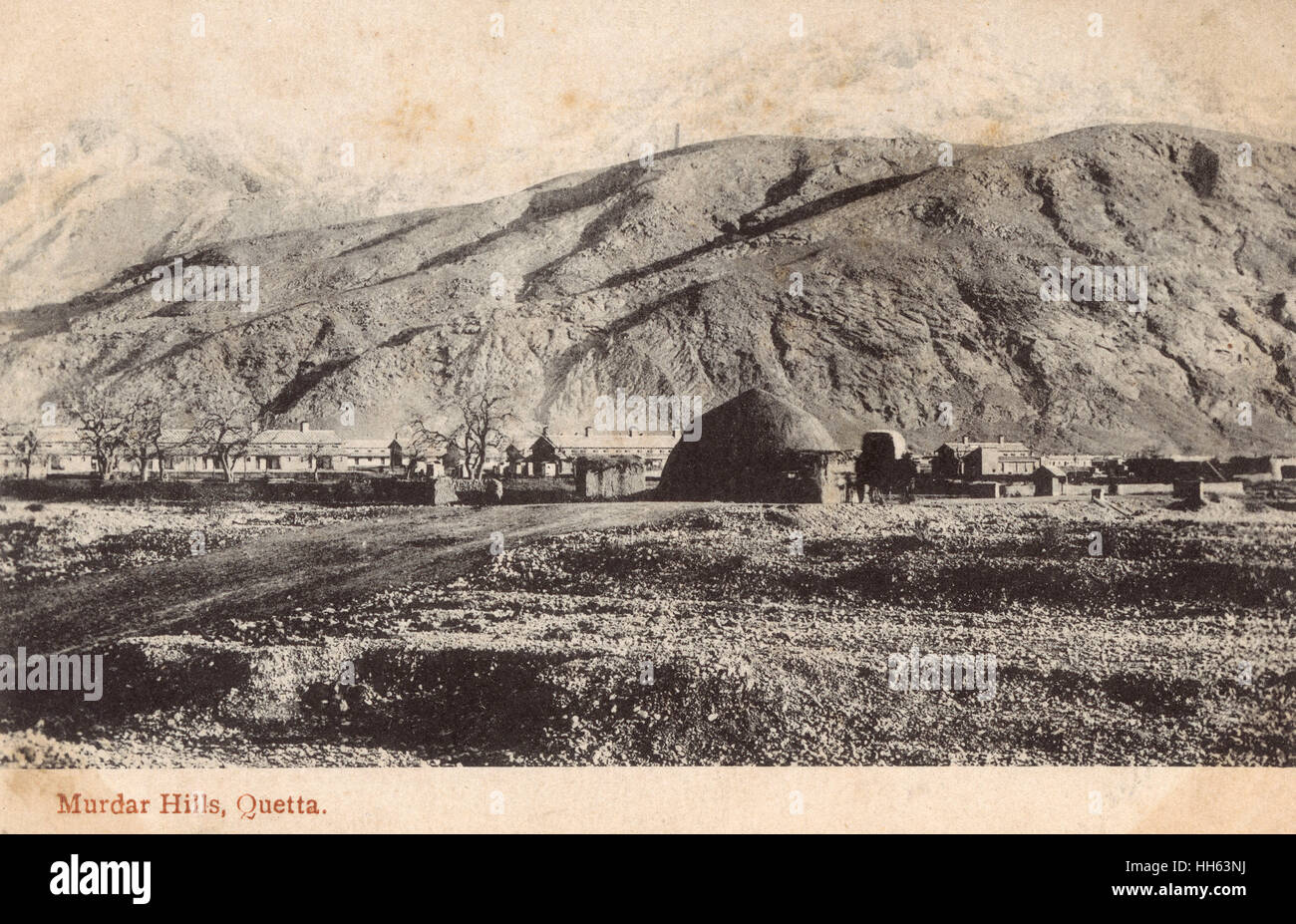 Murdar Hills and Barracks, near Quetta, Balochistan, British India (now in Pakistan). Stock Photo