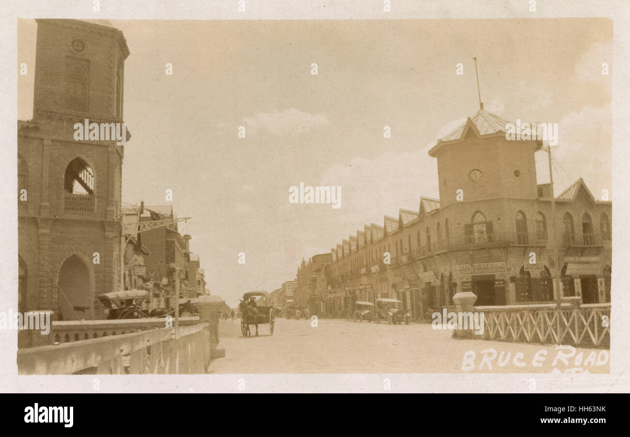 View of Bruce Road, Quetta, Balochistan, British India (now in Pakistan). Stock Photo
