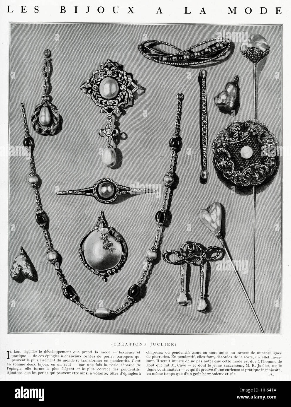 Fashionable jewellery 1912 Stock Photo