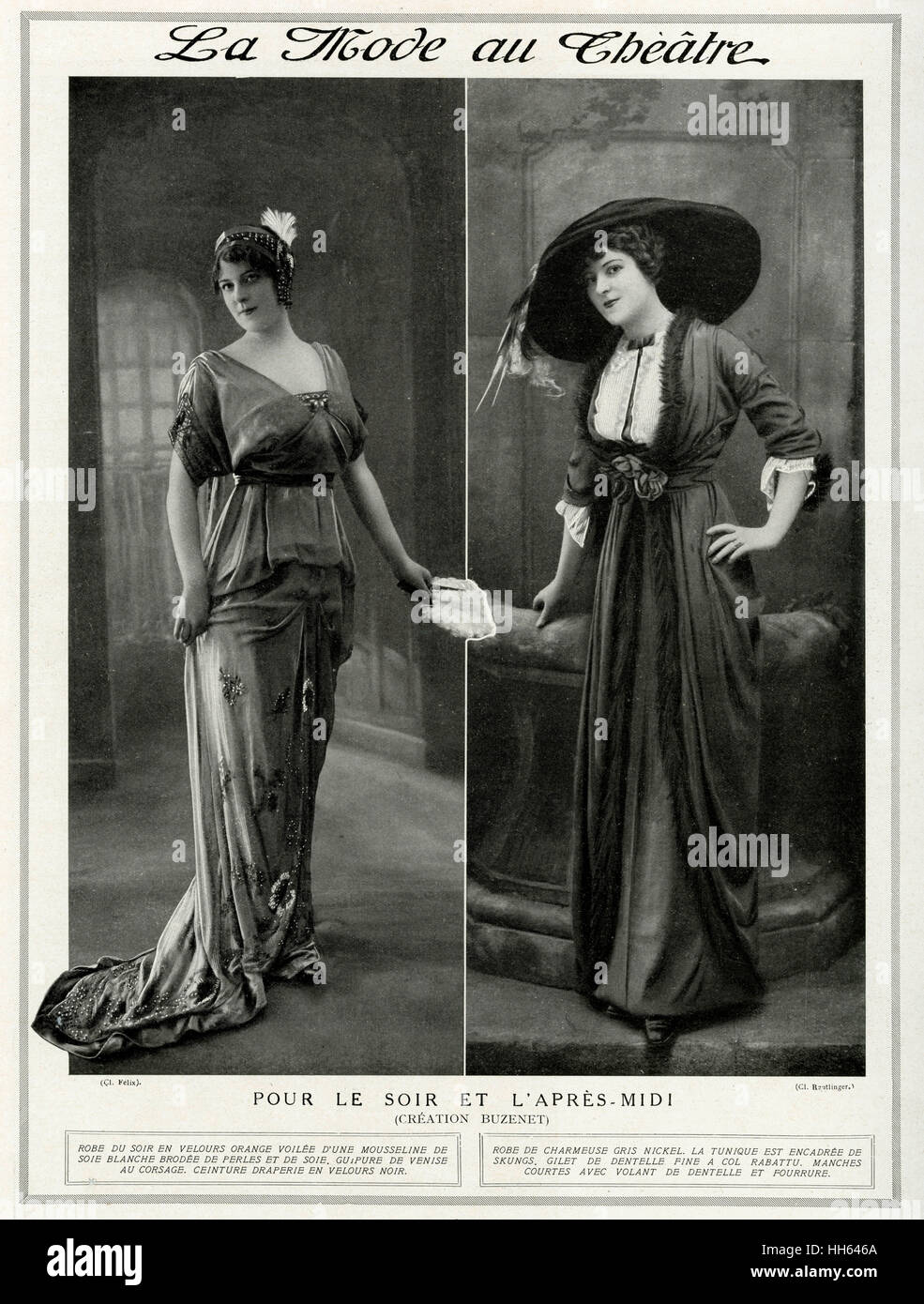 Fashion for the evening and afternoon clothing 1912 Stock Photo