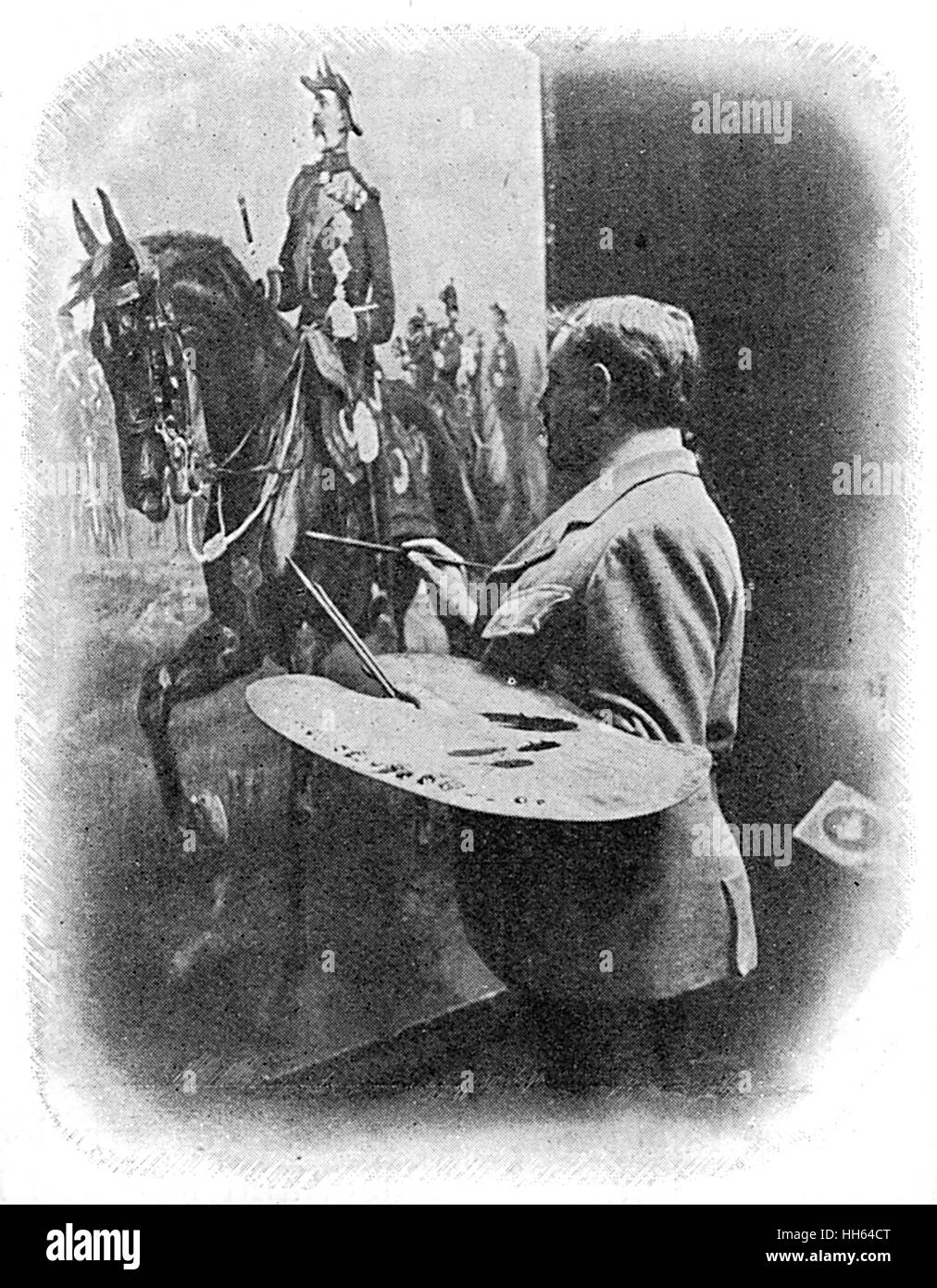 Richard Caton Woodville at work on a painting Stock Photo