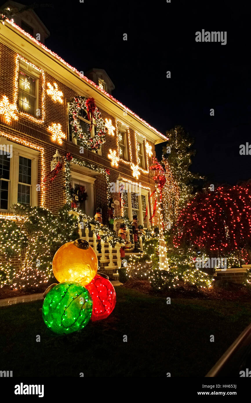 Christmas lights Brooklyn New York Stock Photo Alamy