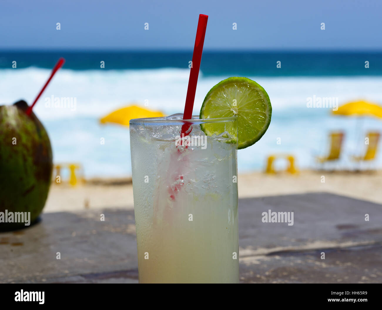 cocktail on a beach, Rio de Janeiro, Brazil Stock Photo