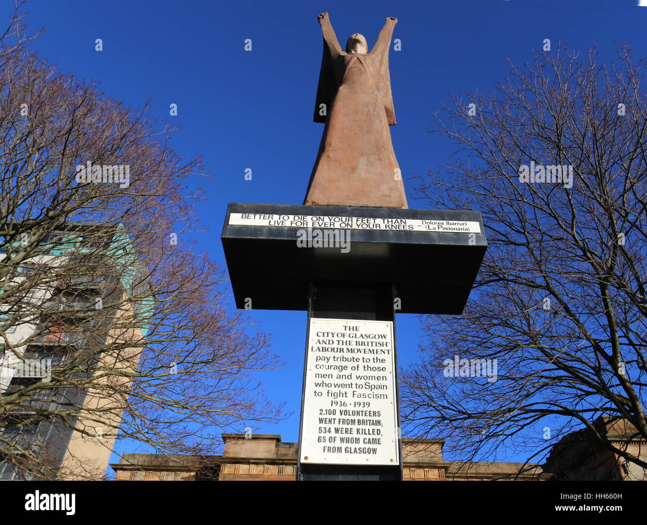 Memorial to Spanish civil war Glasgow Scotland January 2017 Stock Photo