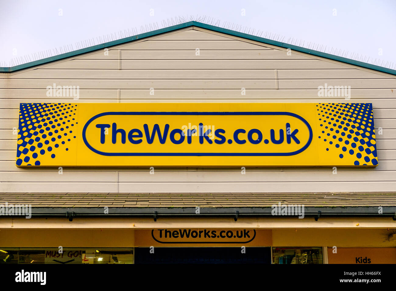 The Works Shop Sign Stock Photo