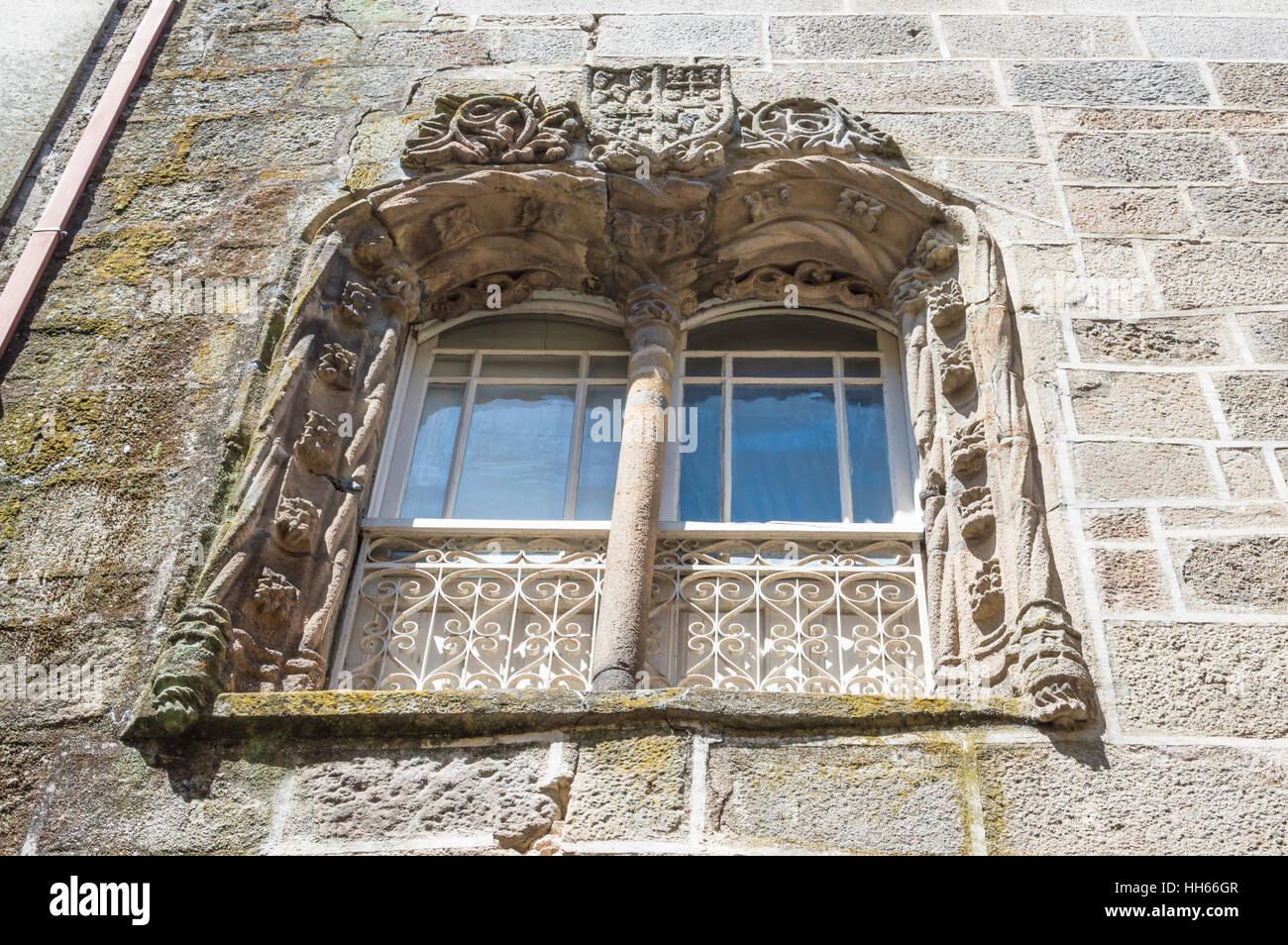 Ancient medieval Window, city of Viseu, Portugal Stock Photo