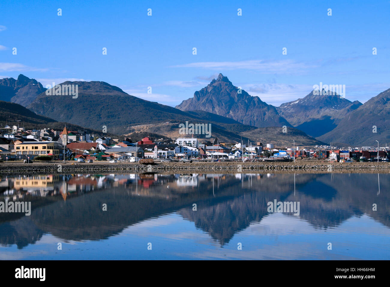 View on the Center of Ushuaia, Tierra del Fuego, Argentina Stock Photo