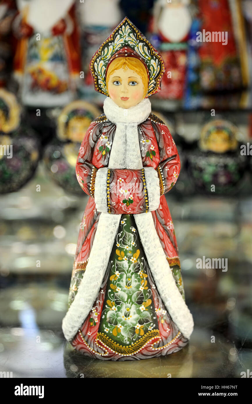 Snegurochka (Sow Maiden) - The Russian Beauty. Russian wooden handcrafts. Stock Photo