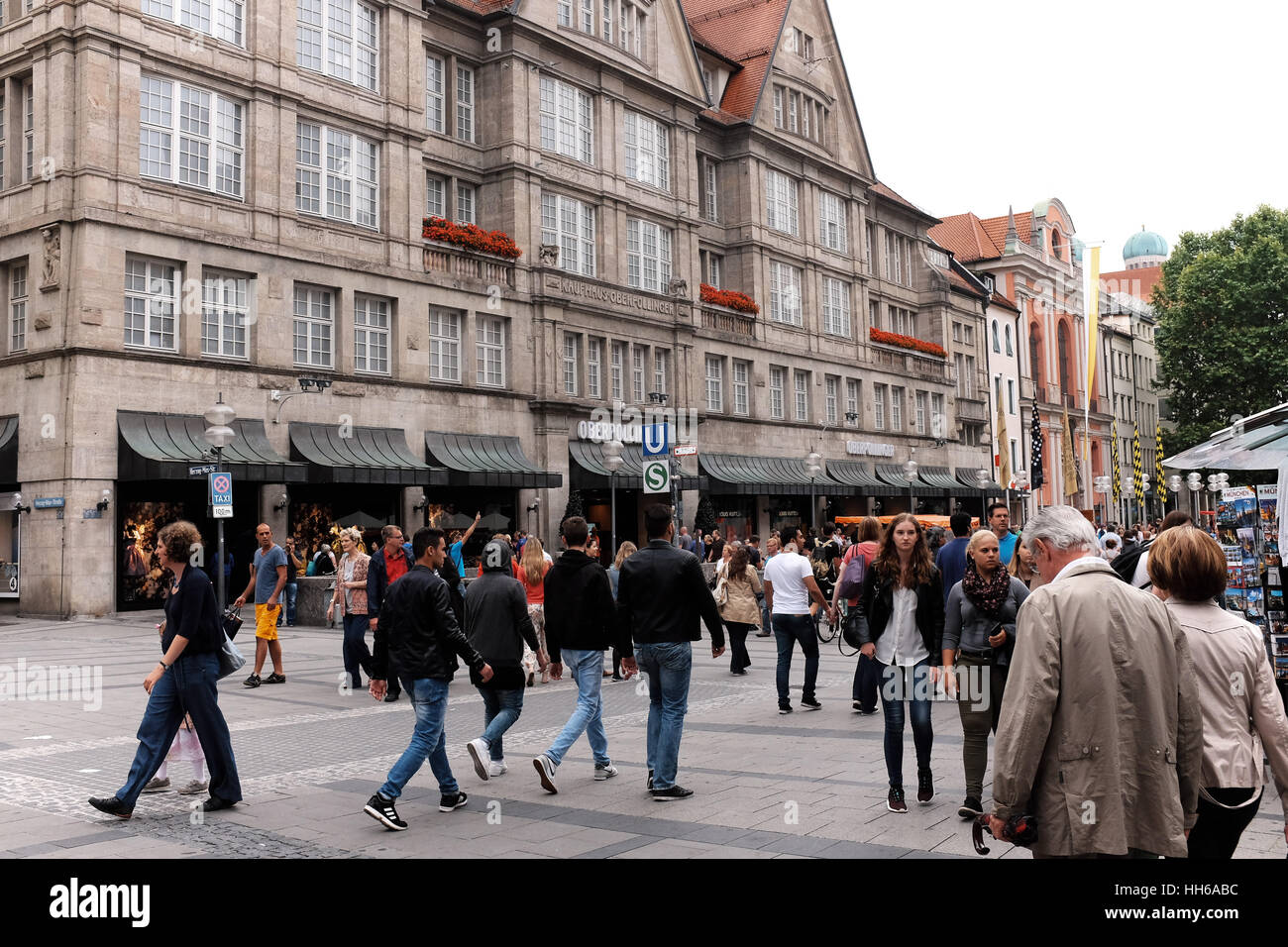 Summer pedestrian traffic on Neuhaser Street in Munich Germany Stock Photo
