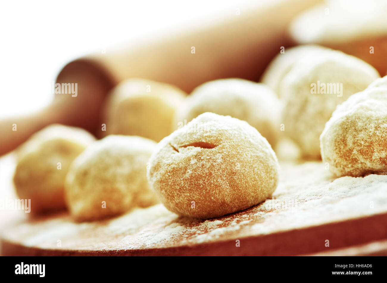 flour balls on board and on a table Stock Photo - Alamy