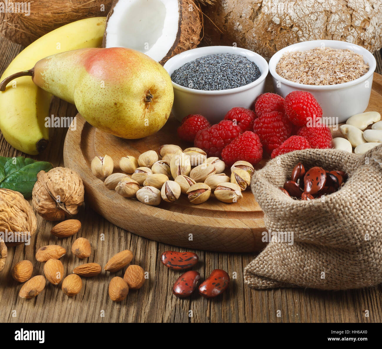 Foods rich in fiber Stock Photo