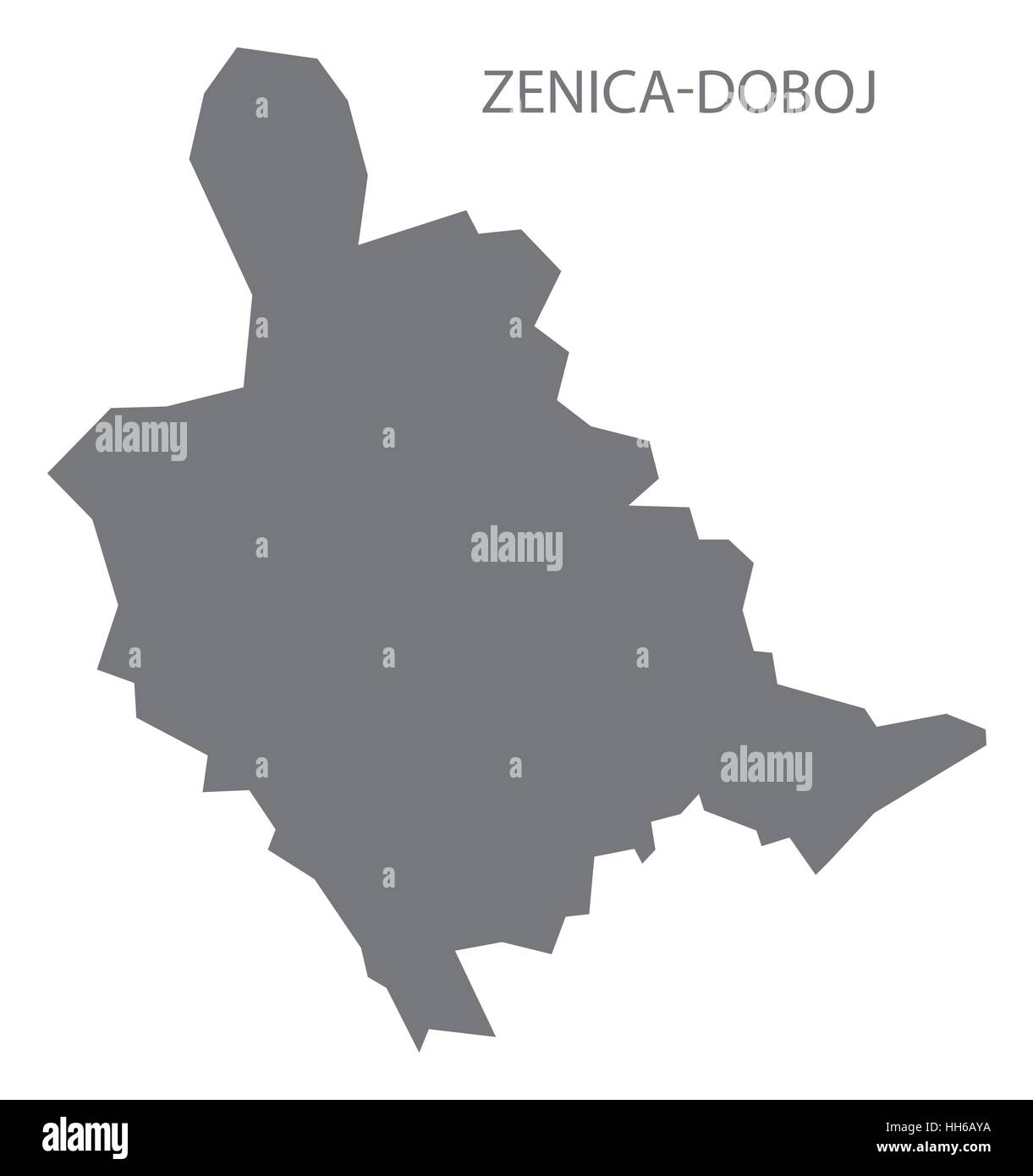 Zenica-Doboj Bosnia and Herzegovina Map in grey Stock Vector
