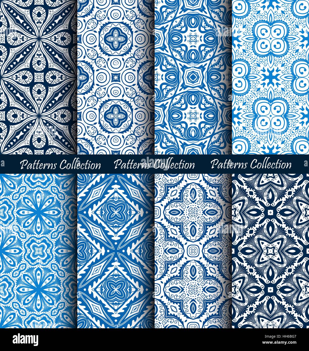 Blue Backgrounds Floral Forged Patterns Set Stock Vector Image & Art ...
