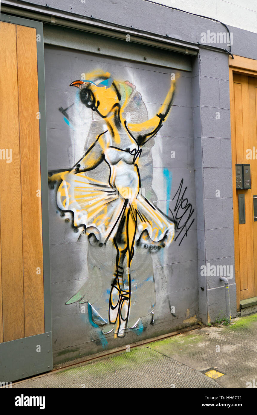 ballerina Graffiti by Neoh street Art in East London off Brick Lane Stock  Photo - Alamy