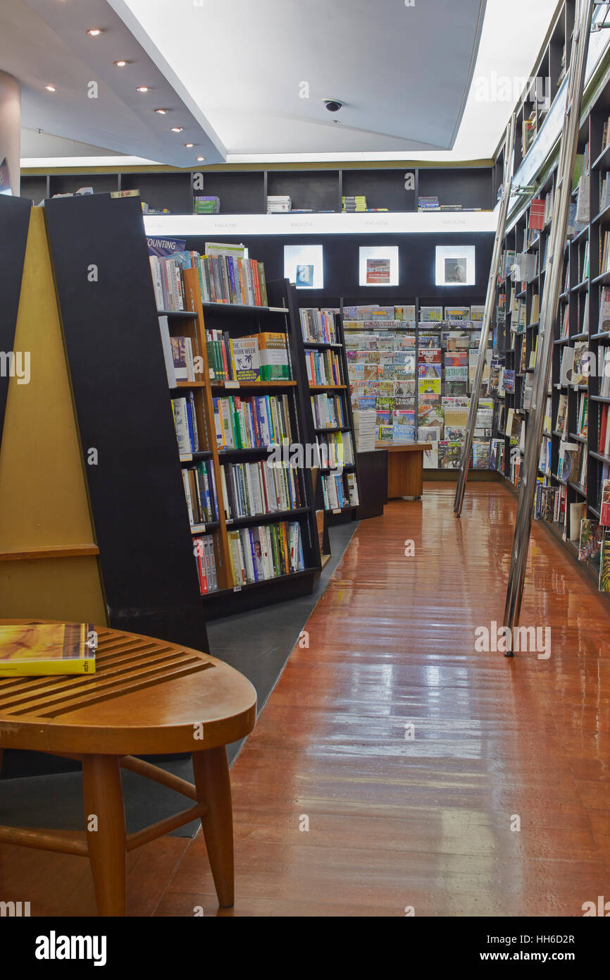 Bookshelf corridor. Kinokuniya Bookstore, Bangkok, Bangkok, Thailand