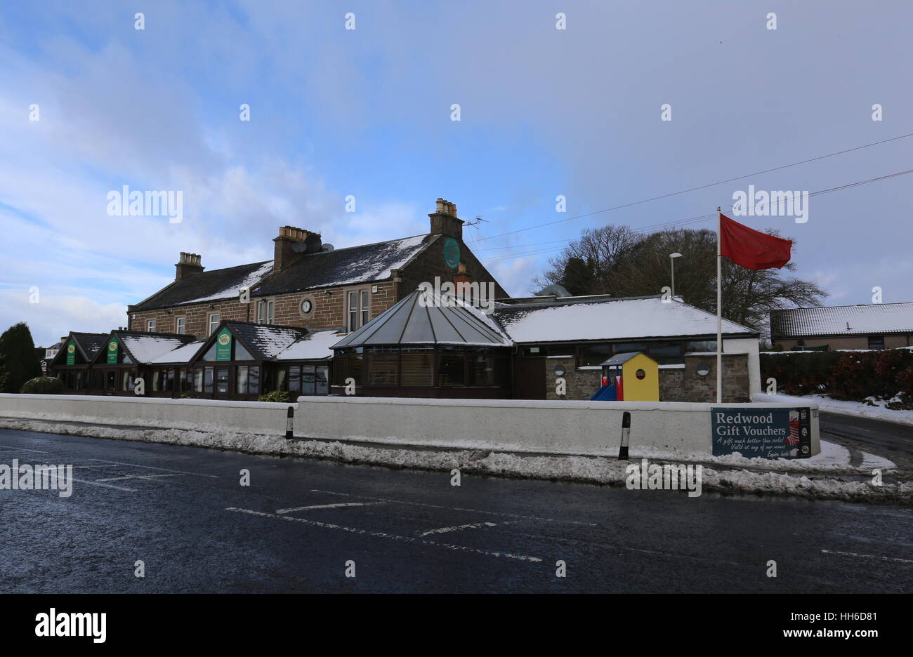 Exterior of The Birkhill Inn in winter Angus Scotland January 2017