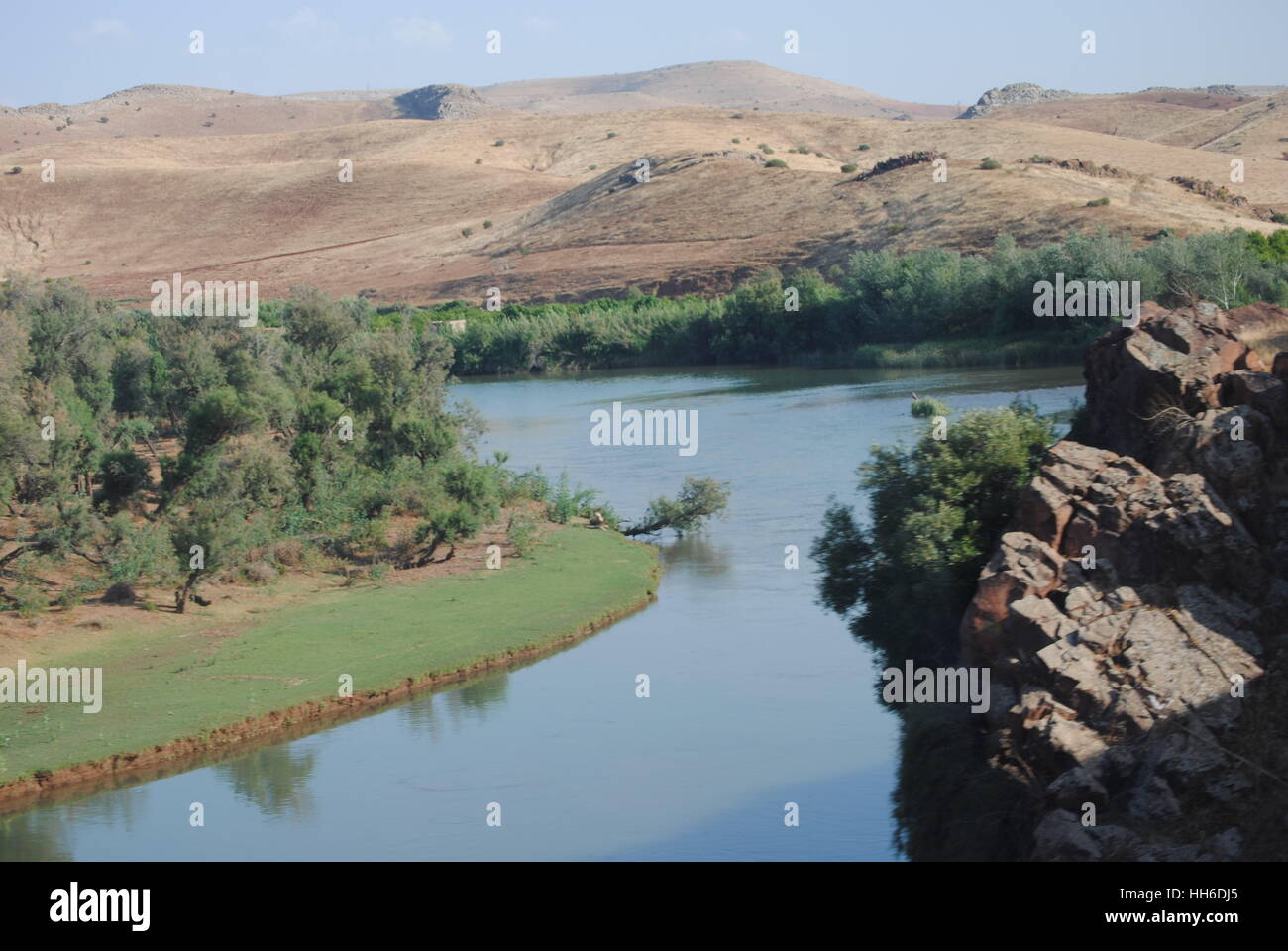 I took this picture from train, beautiful view of River ''Oum Rebbiie'' Morocco, road that I take every day to work gives me the spirit to work hard Stock Photo