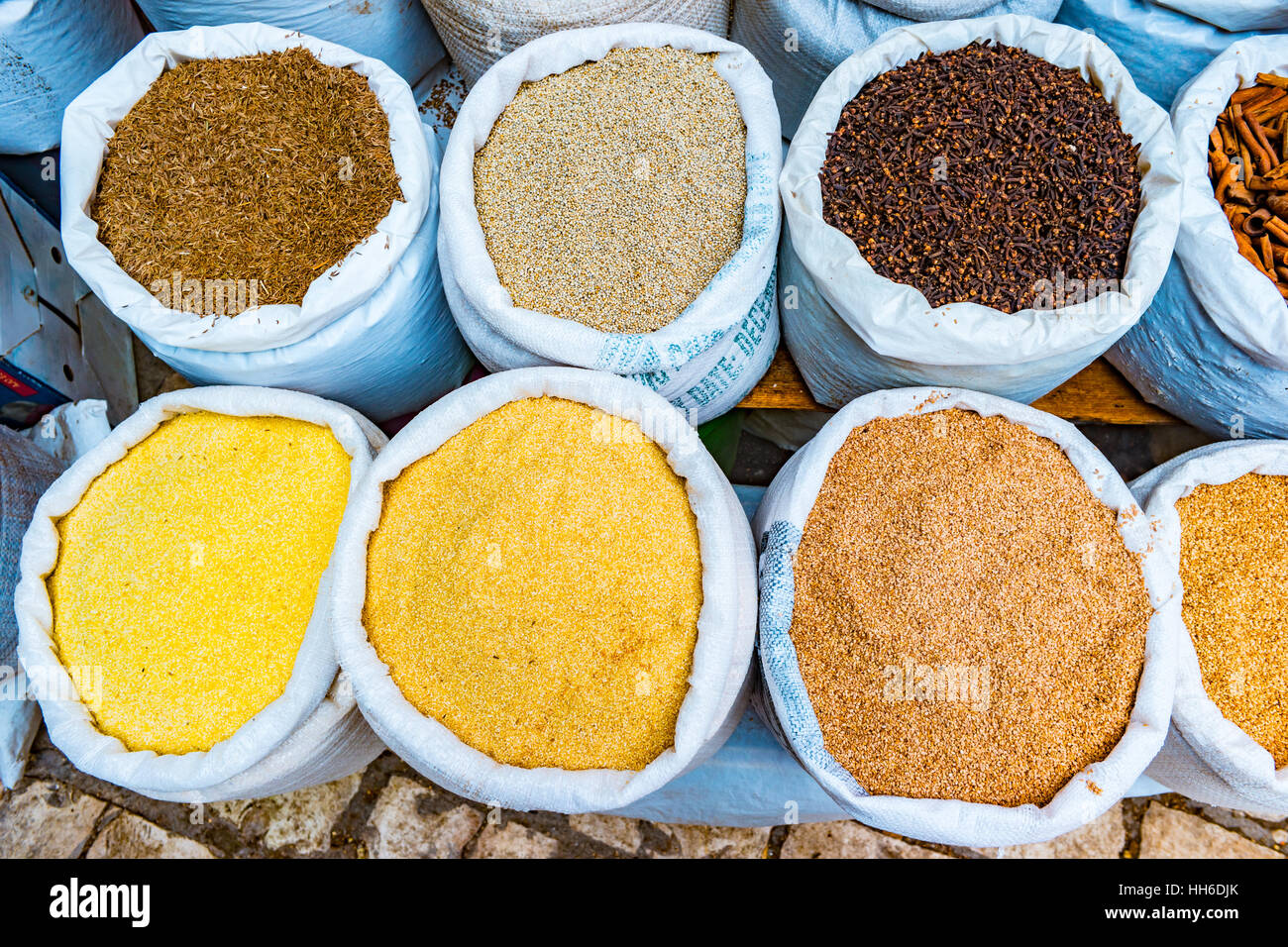 Herbs, spices and condiments on the eastern market Stock Photo Alamy