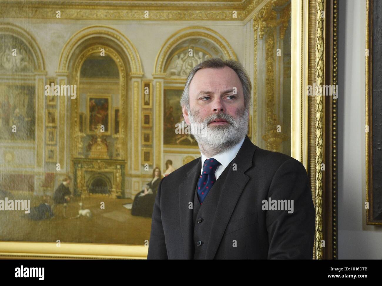 Ambassador for Britain Tim Barrow listens as Prime Minister Theresa May ...