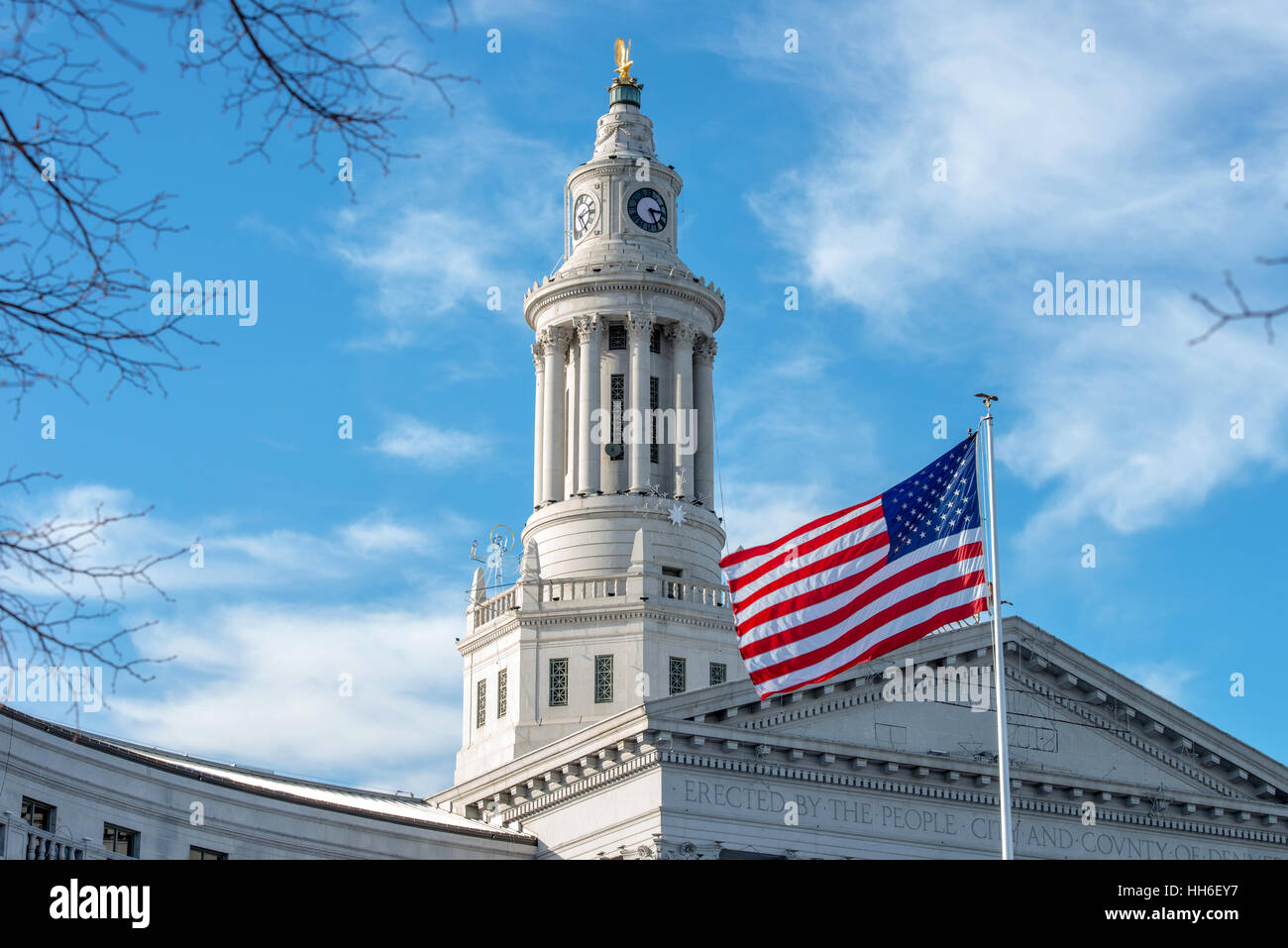 Clock Tower of Denver City Hall A closeup view of the clock tower