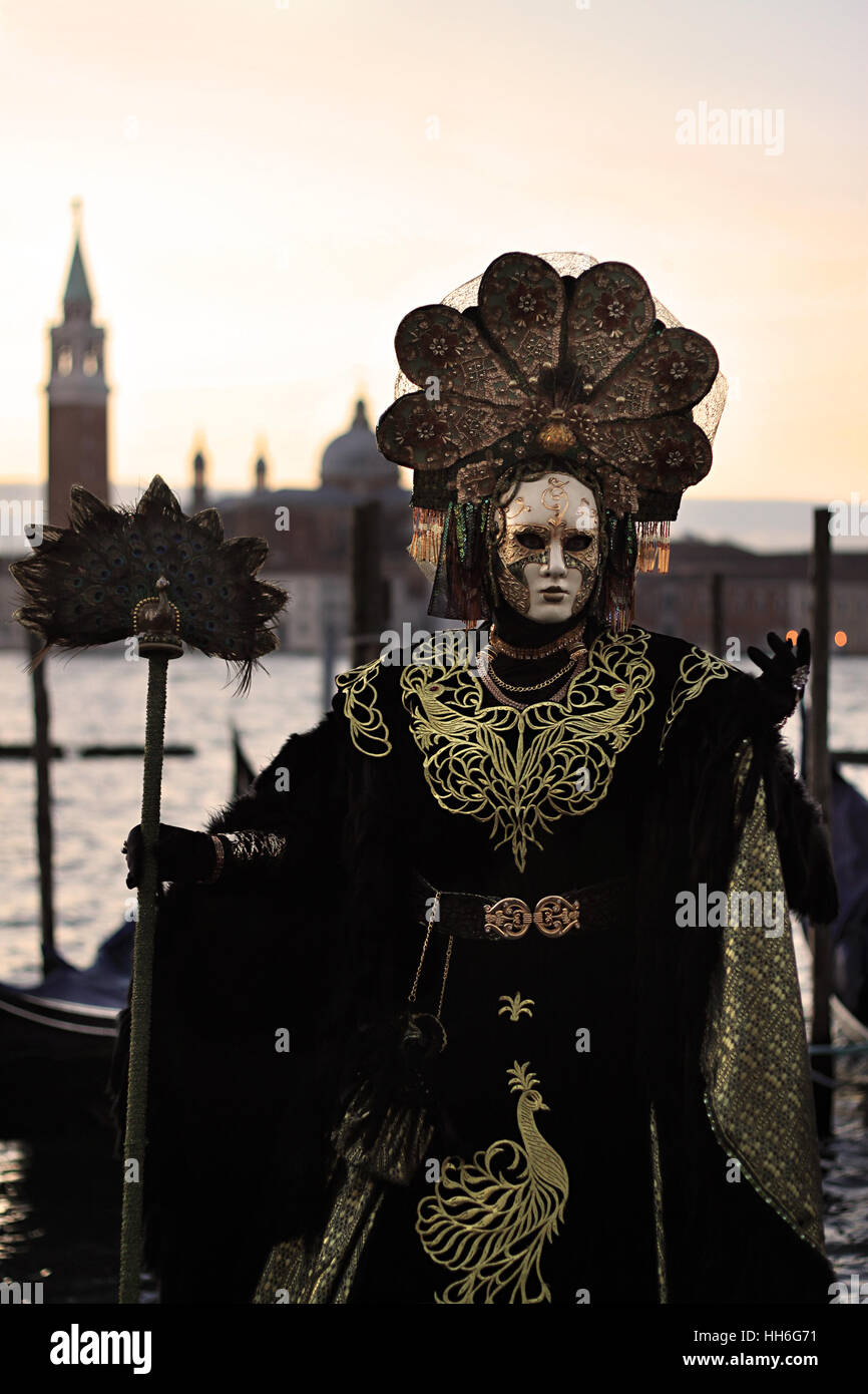 Venice Carnival costume and mask. Stock Photo