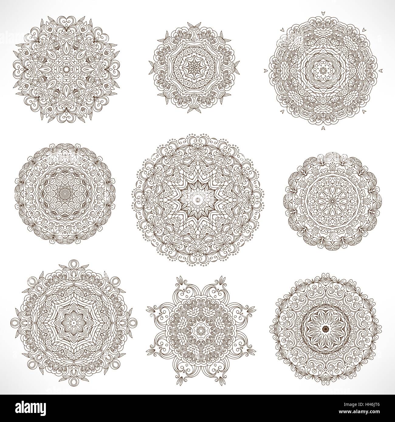 Set Mandalas. Round Ornament Pattern Stock Vector Image & Art - Alamy