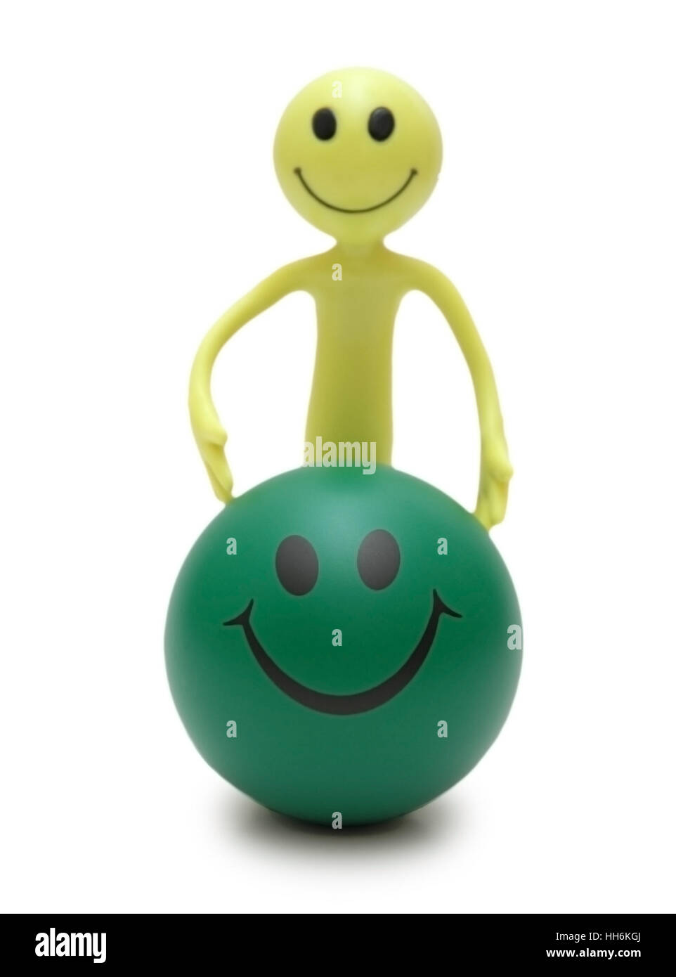 Figure Smiley and ball isolated on white Stock Photo