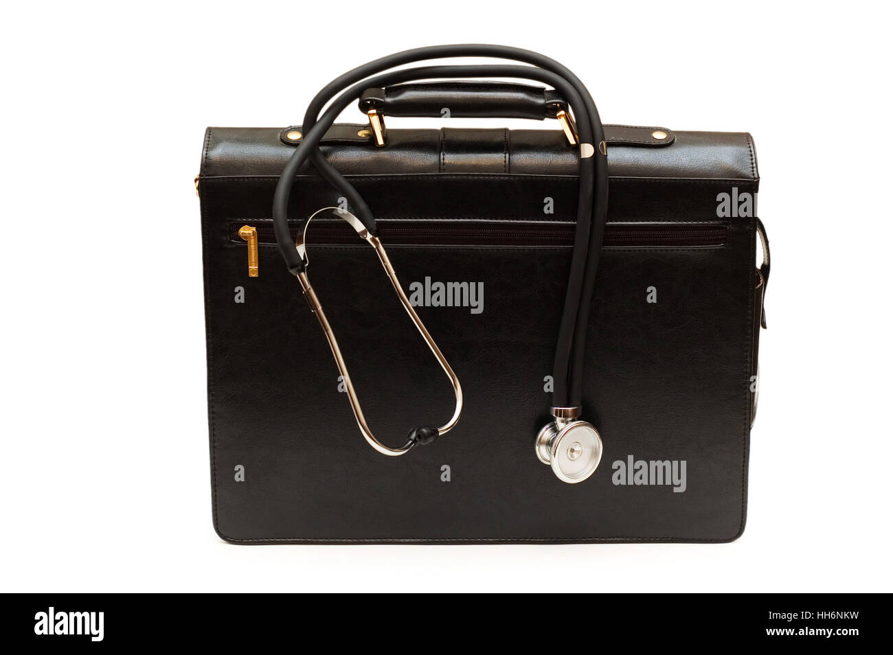 Doctors' case with stethoscope isolated on white Stock Photo Alamy