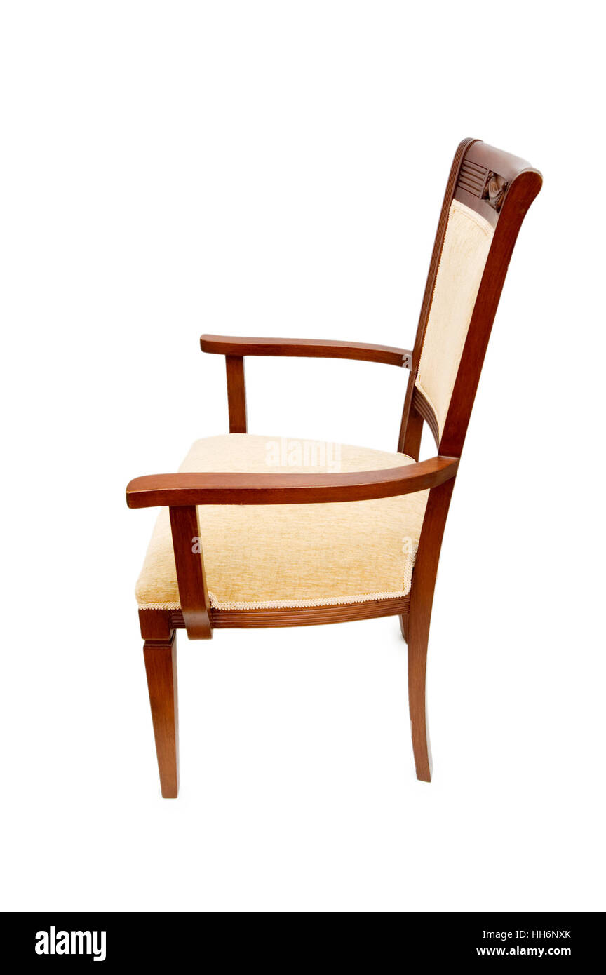 Wooden arm chair isolated on the white Stock Photo Alamy