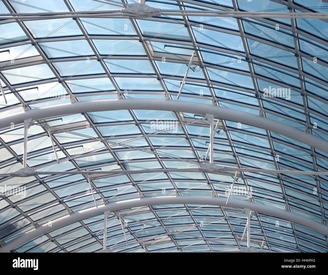 abstract background of a roof construction with glass and metal Stock Photo
