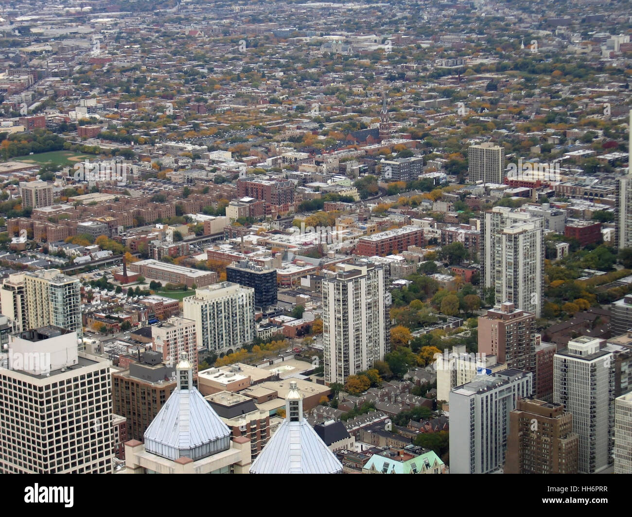 aerial view of Chicago (USA) at summer time Stock Photo